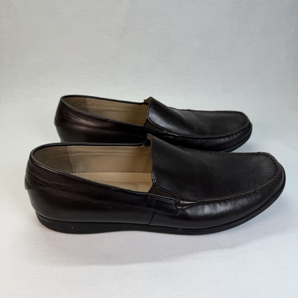 ECCO Leather Dallas Moc Mens Slip on Driving Loafer Dark Brown EU 44
